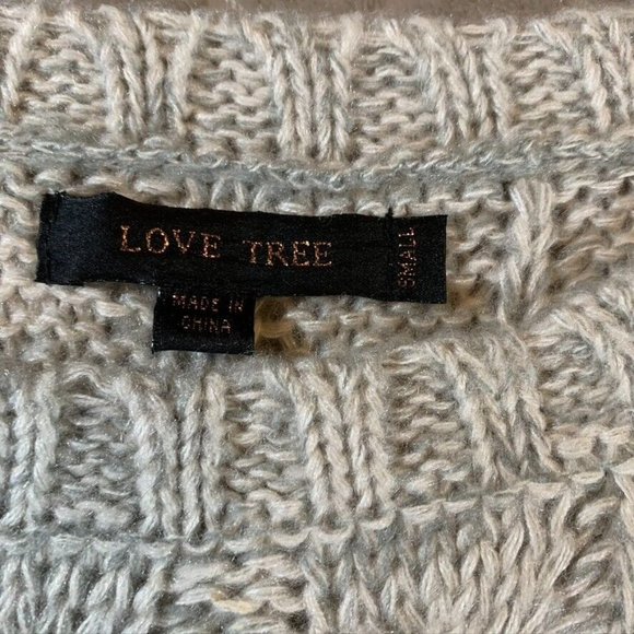 Love Tree Womens Small Sweater Gray Sparkle Cable Knit Crew Neck Acrylic - Picture 4 of 11